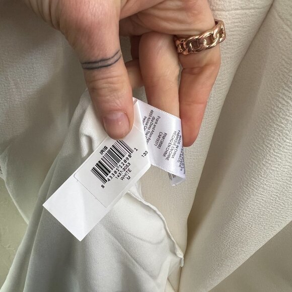 NEW Dress the Population Iris Crepe Plunge Side Slit White Maxi Gown - Picture 11 of 13